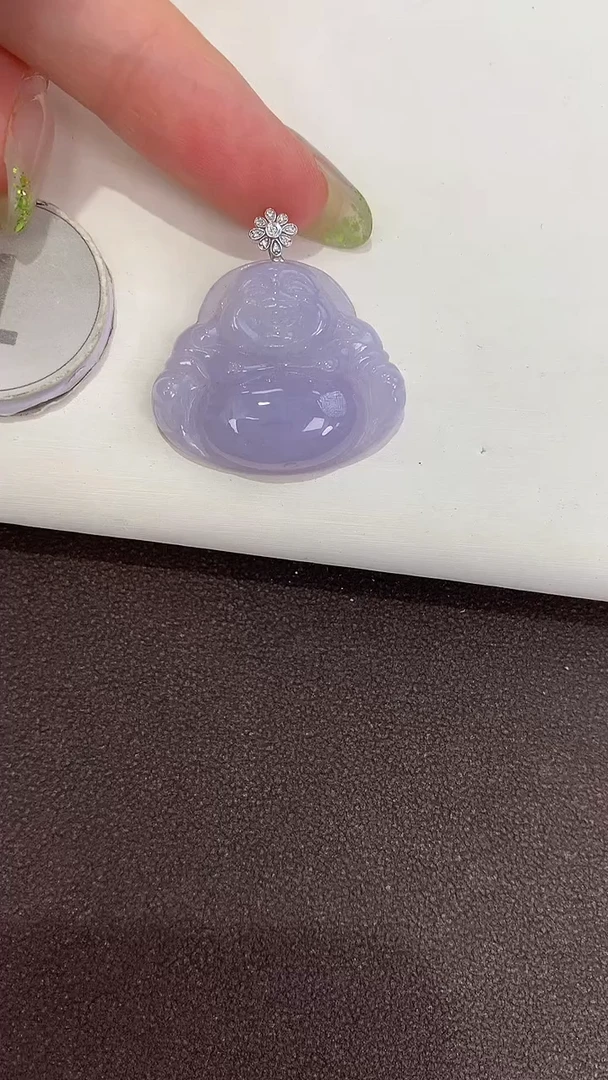 颈饰18K金镶嵌翡翠天然缅甸a货翡翠