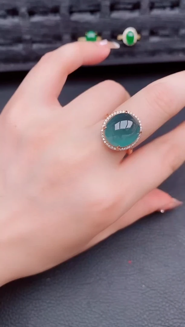 翡翠戒指银S925镶嵌天然a货翡翠215