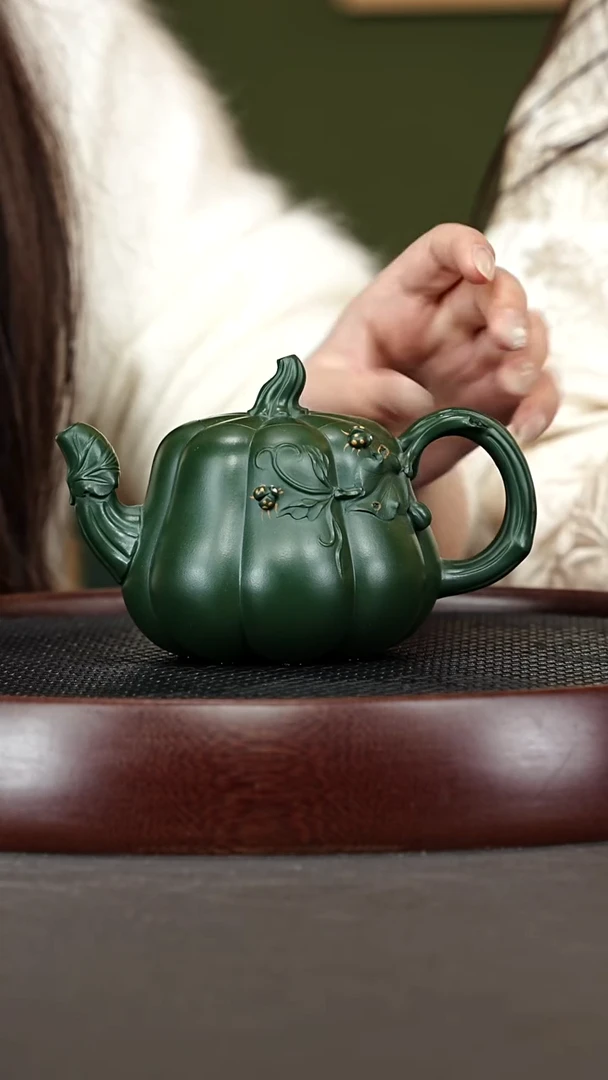 茶壶紫砂8CH大南瓜 鸣远绿泥400cc