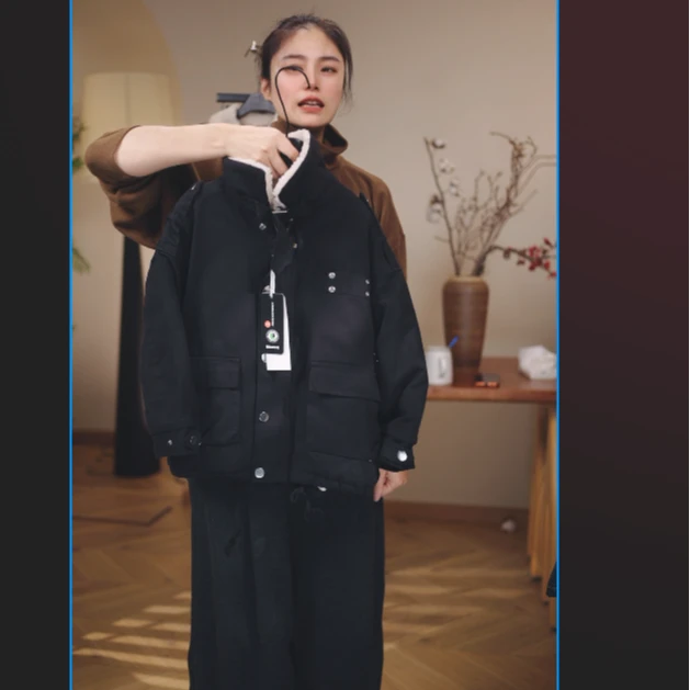 男童夹棉外套毛领2025新款儿童冬装棉服中大童洋气工装风