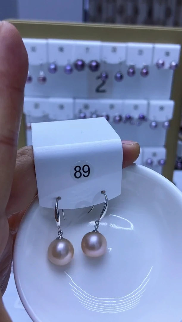 银S925镶嵌耳饰淡水珍珠89