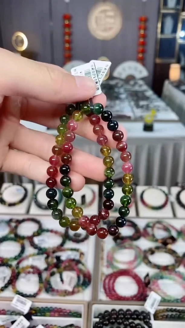 未镶嵌透体老矿碧玺单圈手串6mm+碧玺xion多样性发一条