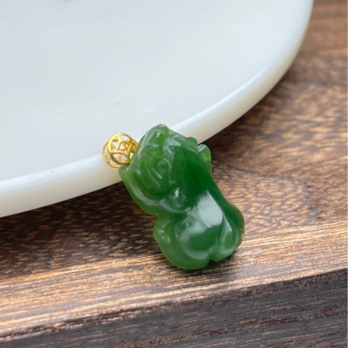 石惑珠宝@#碧玉貔貅吊坠