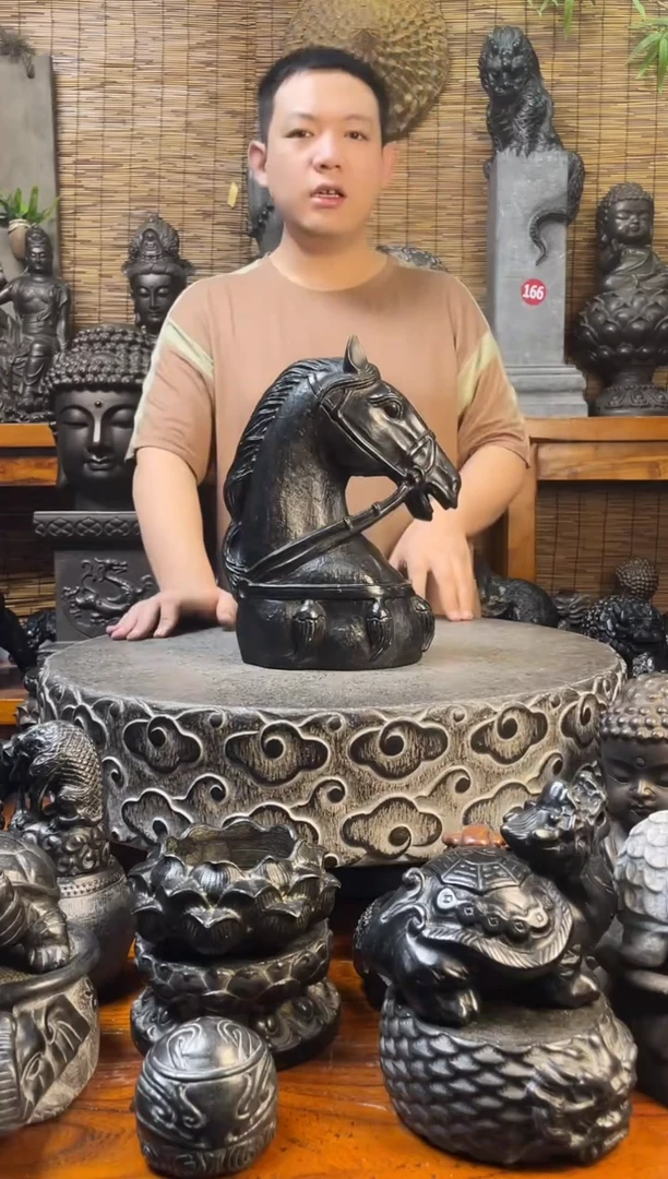 石材30缰绳马头天然青石雕刻