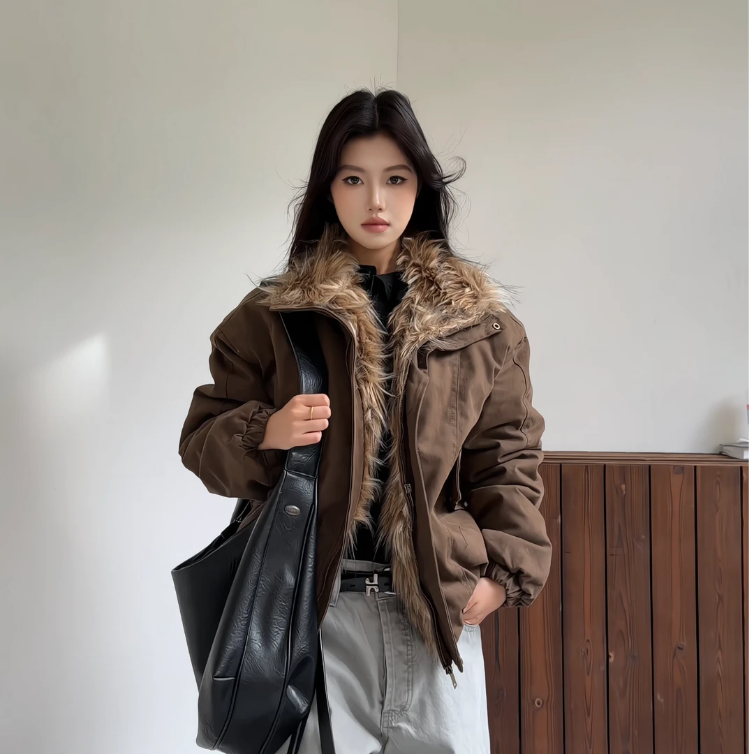 MaxDstr 美式复古毛领座山雕巴恩风工装棉服棉衣男女cleanfit外套