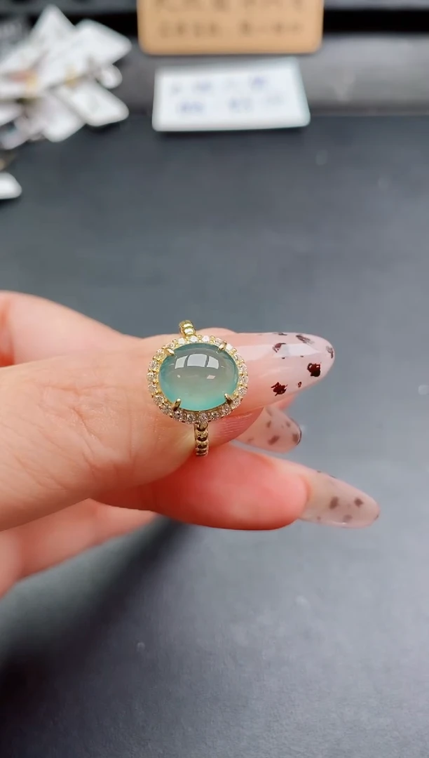 银S925镶嵌戒指翡翠1