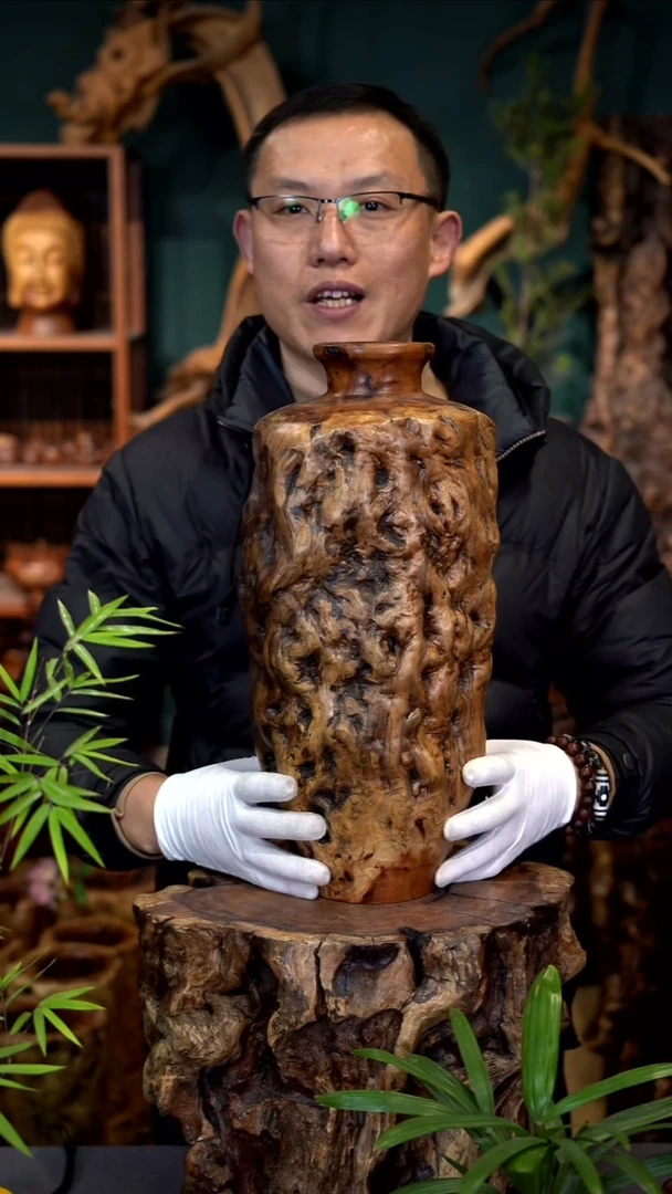 木雷击枣木观音瓶