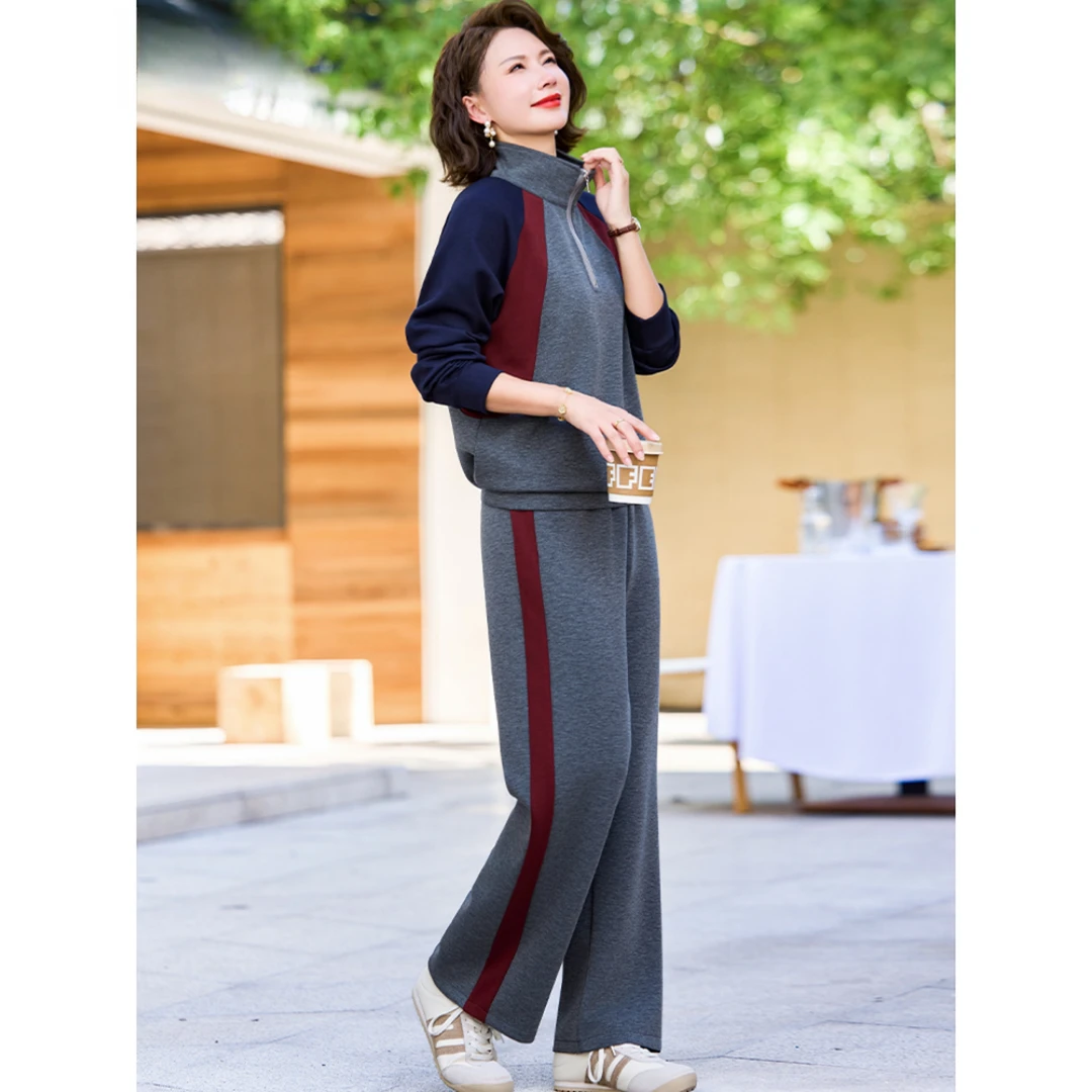 妈妈秋装卫衣2025新款中老年休闲运动套装女春秋上衣两件套小个子