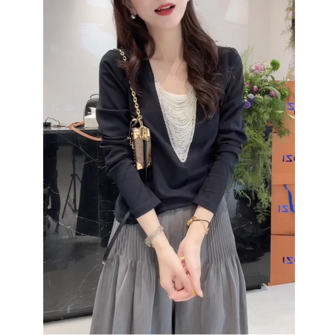 高级感流苏v领针织衫长袖女套装秋季2025新款设计感休闲裤两件套