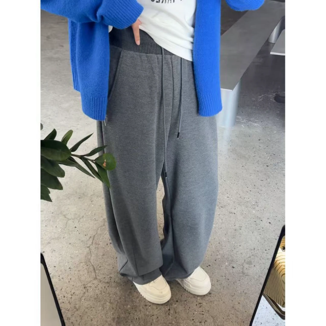 晶咕佳佳【格瑞手记】腰头拼接感松紧口袋阔腿长裤高腰休闲百搭