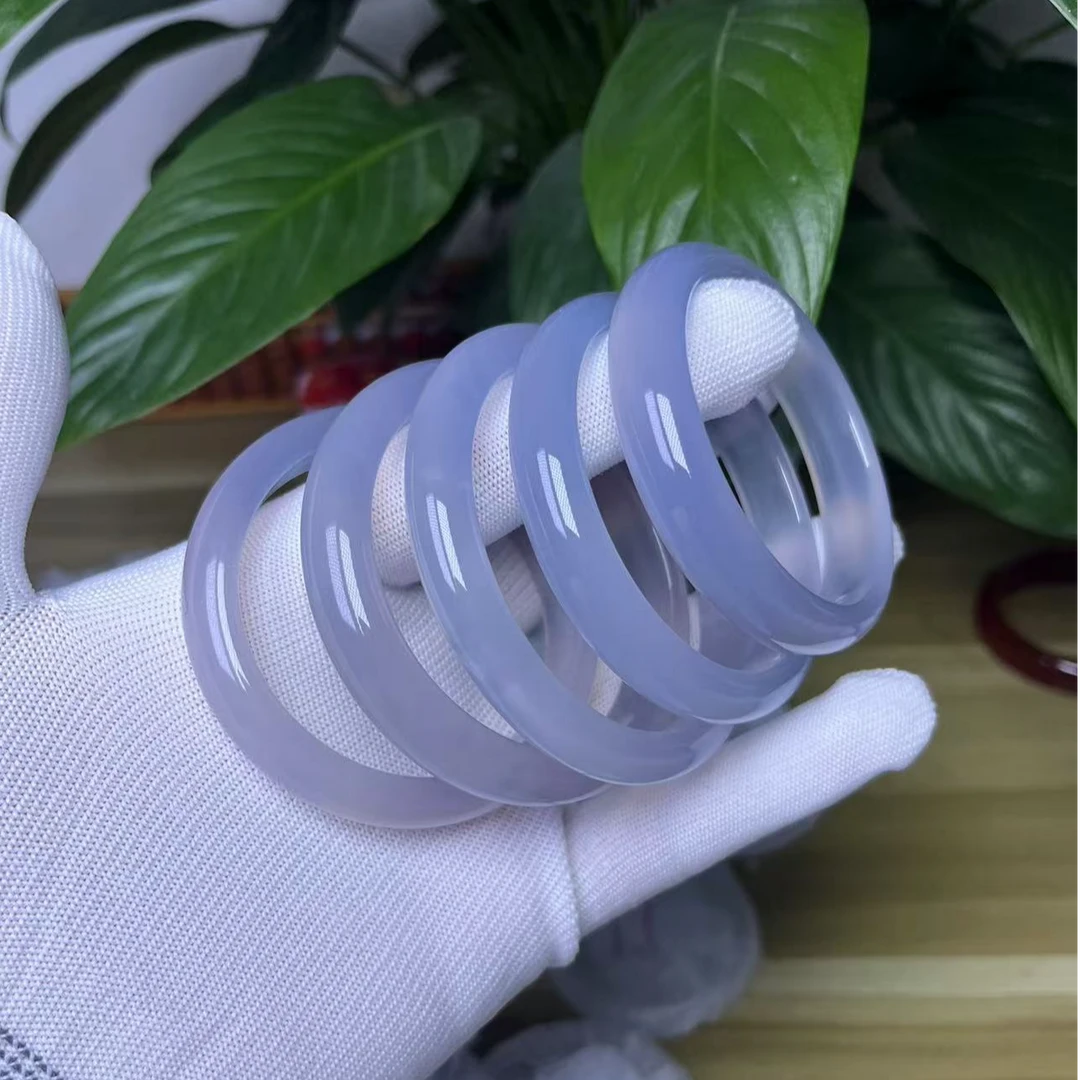 天然玉石玛瑙手镯马料高冰烟雨江南烟蓝正圈多样性发货 ZY2