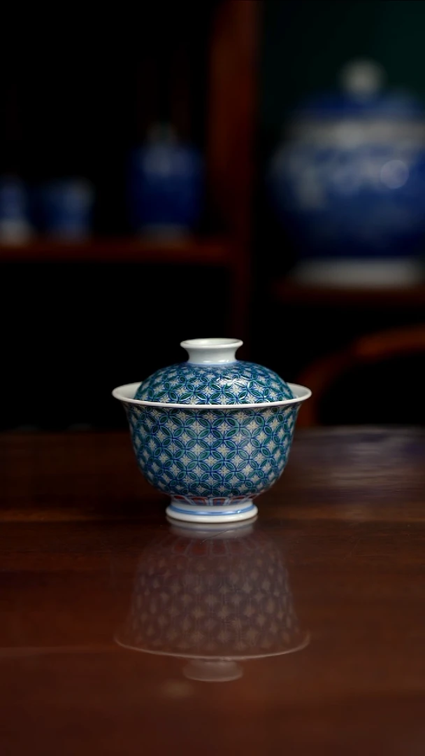 空山明月新派斗彩盖碗