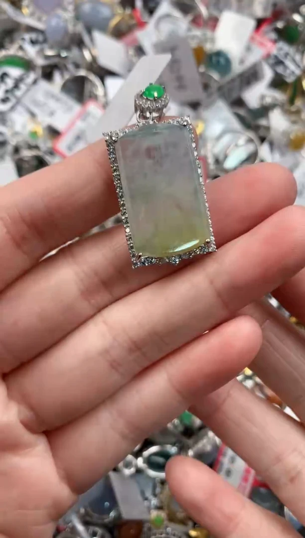 银S925镶嵌戒指翡翠222               8
