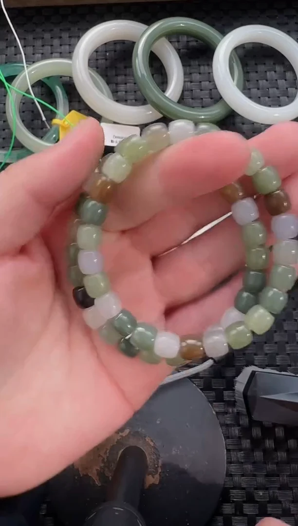 颈饰未镶嵌和田玉8*7直切多宝（多样性发货拍一发一）