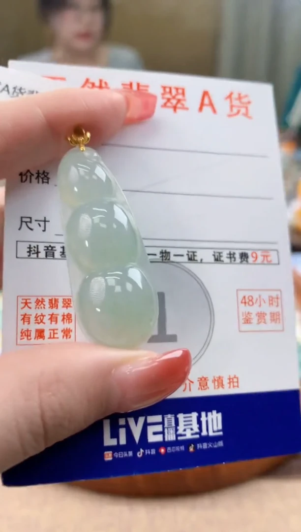 颈饰18K金镶嵌翡翠天然A货翡翠挂件