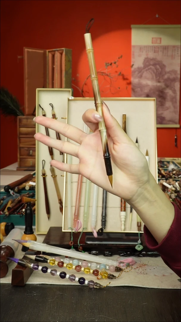 90号闪孤品高货毛笔链接 清水试笔 蘸墨不退