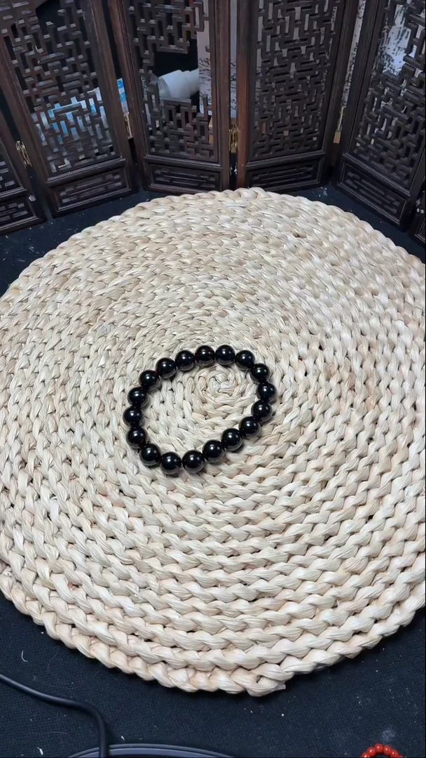 未镶嵌手串玛瑙/玉髓黑玛瑙圆珠手串12mm