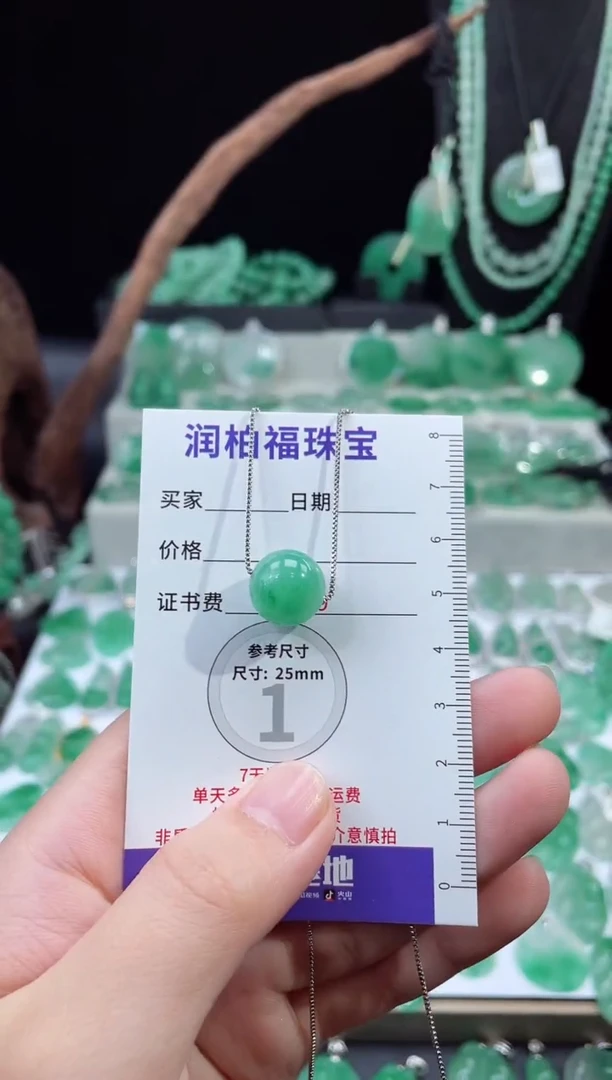 吊坠(赠链)未镶嵌石英质玉（非洲翠）14.561 转运珠