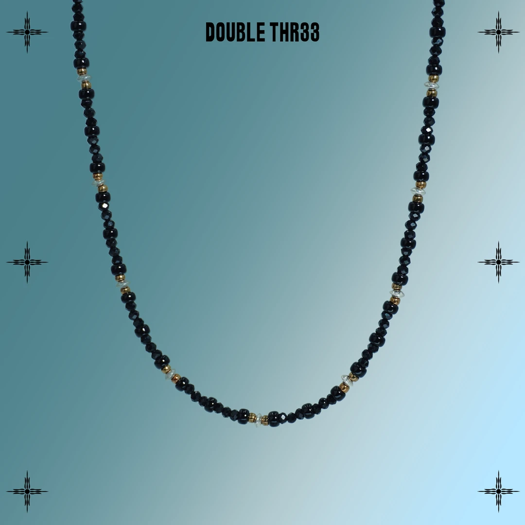 DOUBLE THR33 链子925银 星轨项链 手工925银御幸日式米珠项链