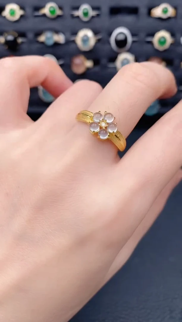 银S925镶嵌戒指翡翠天然a货翡翠32