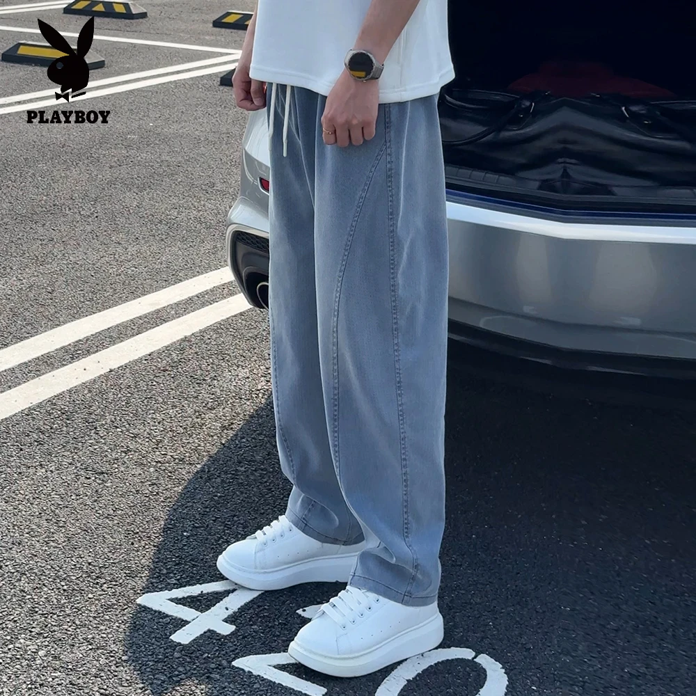花花公子【莱赛尔星空纹】软牛仔裤男秋季宽松百搭复古水洗休闲裤