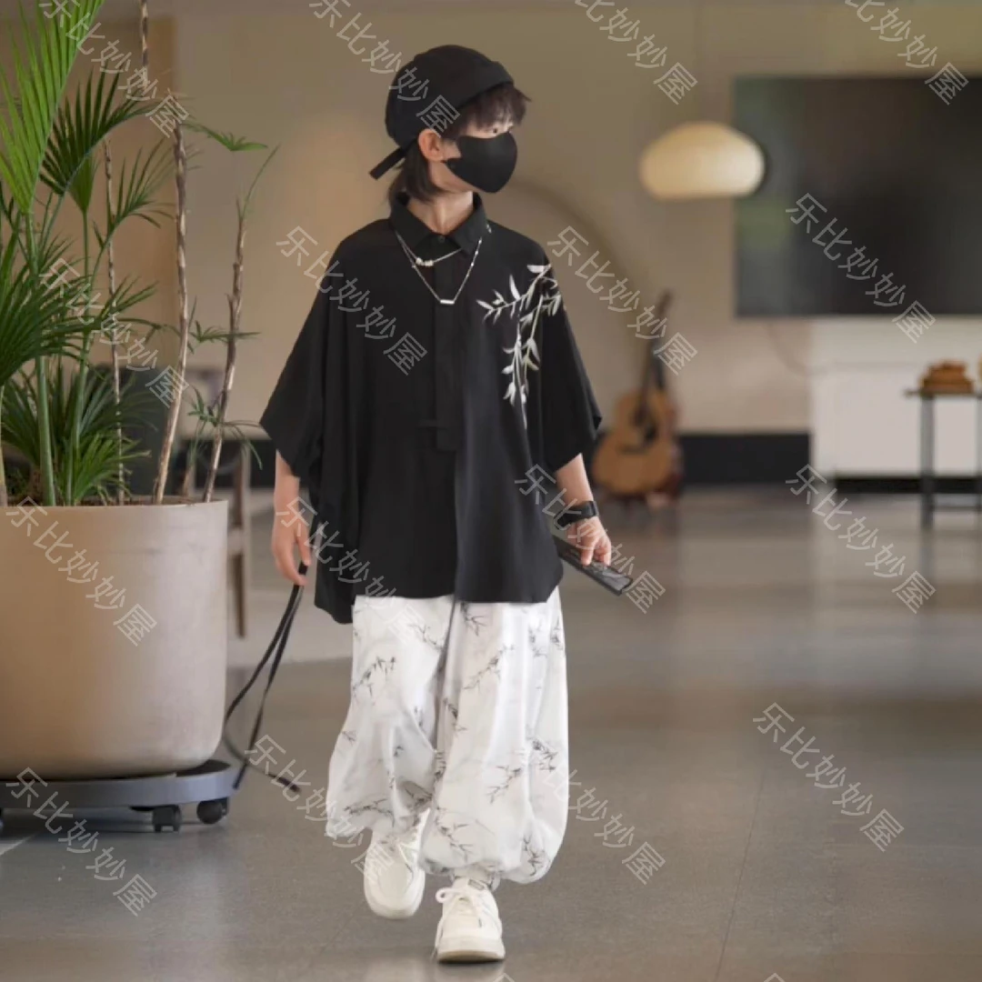 【刘刘妈】2025新中式亲子装夏季短袖宽松百搭衬衫设计感