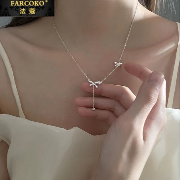 FARCOKO/法蔻 吊坠925银 蝴蝶流苏项链女轻奢小众七夕礼物送女友