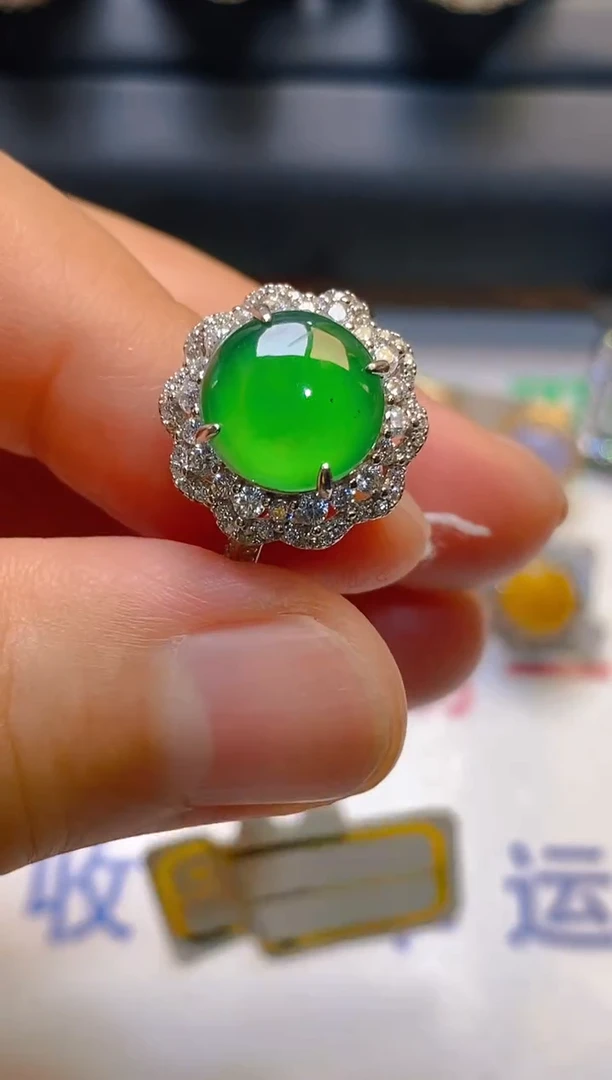 【闪购商品】翡翠耳饰银S925镶嵌天然A货翡翠1