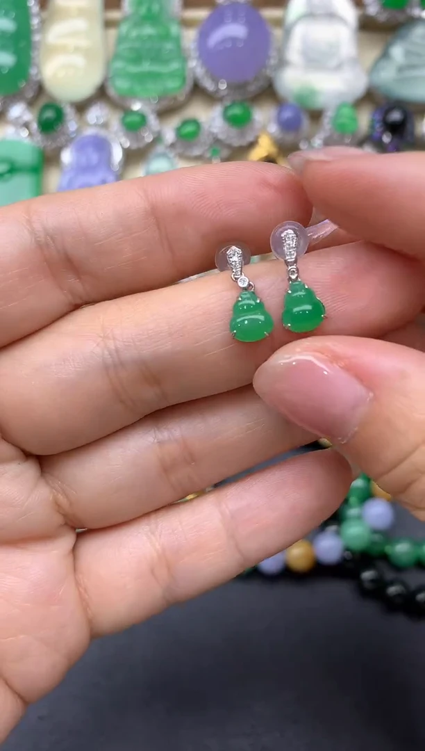 【闪购商品】翡翠耳饰18K金镶嵌156-中国好珍宝