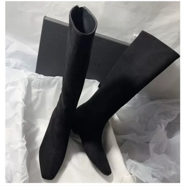 简约风方头磨砂显市里长靴CL7176