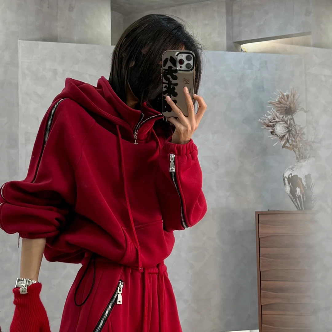 【大7定制】冬款加绒加厚时尚宽松百搭卫衣款上衣外套