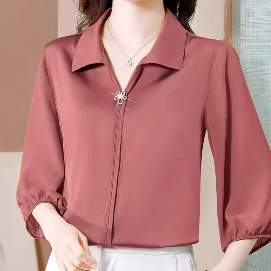 【晋蔓秋JINMANQIU】夏季新款时尚气质显瘦百搭衬衫洋气妈妈