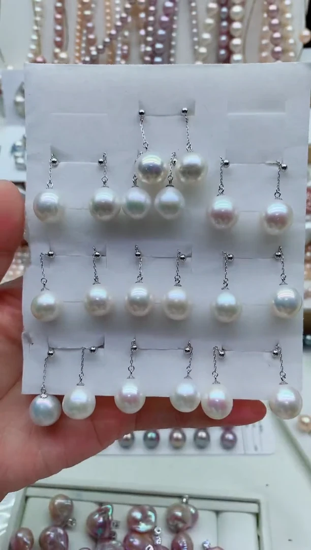 银S925镶嵌淡水珍珠耳饰多样性发其一，非无暇