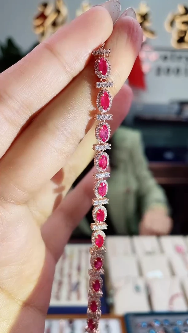 【闪购商品】红宝石手链银S925镶嵌手链
