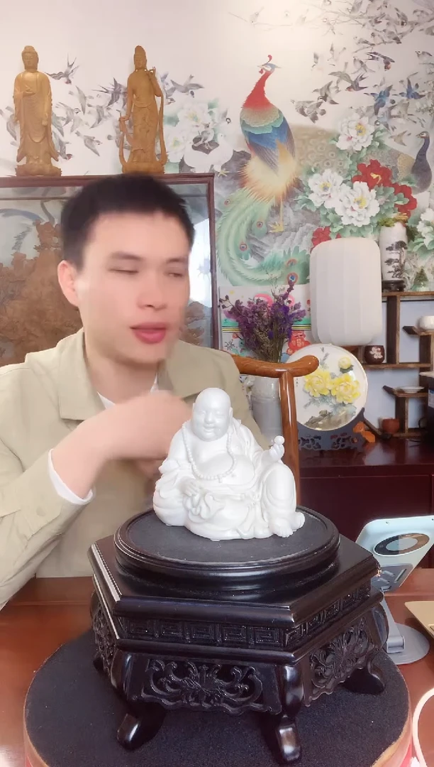 摆件德化白瓷  欢喜弥勒 高11cm  陈进宝老师