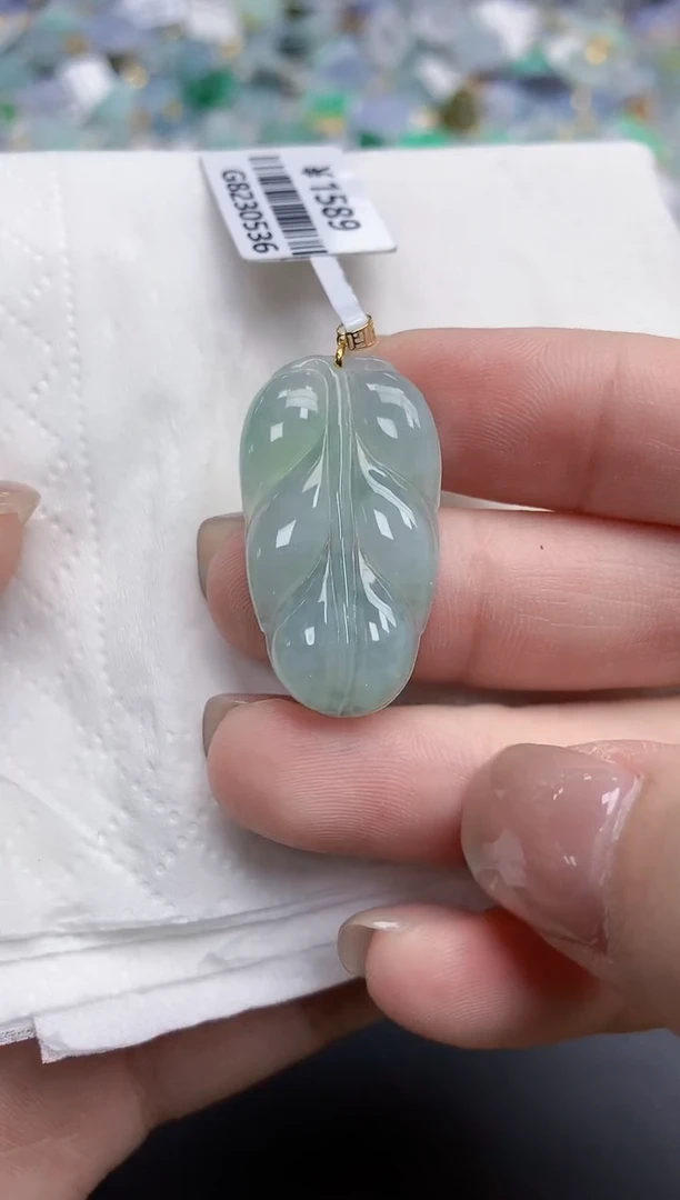 【闪购商品】翡翠颈饰18K金镶嵌天然缅甸翡翠A货