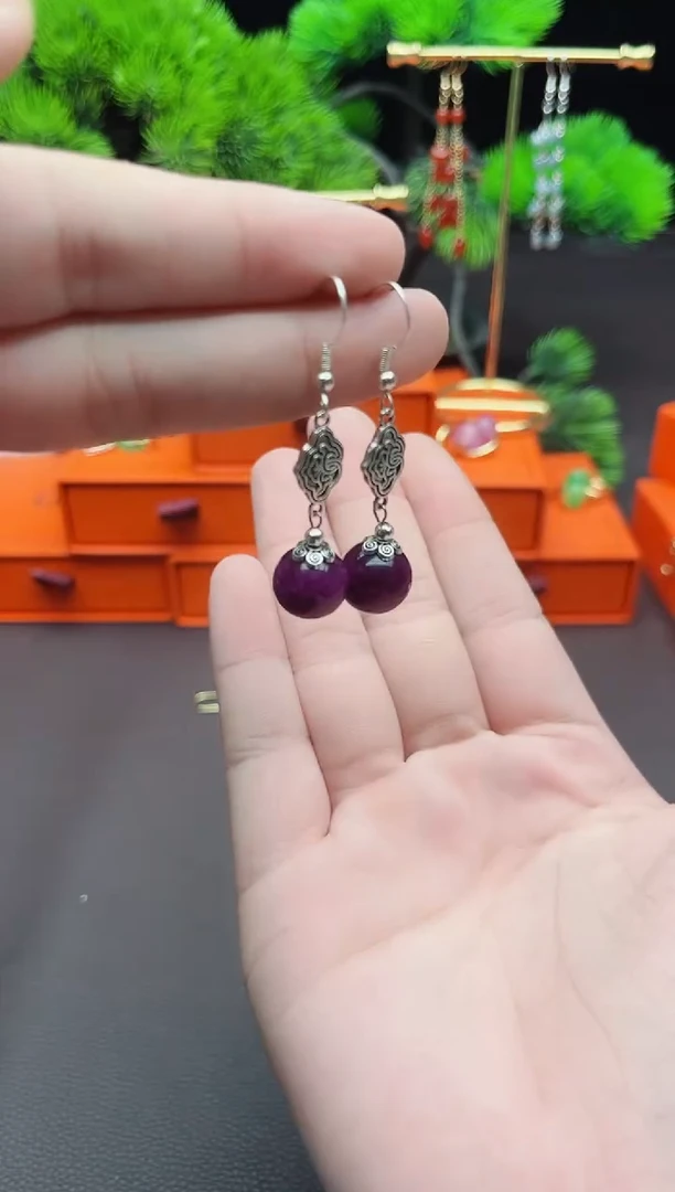 玛瑙/玉髓耳饰银S925镶嵌202