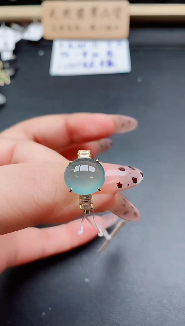 银S925镶嵌戒指翡翠1