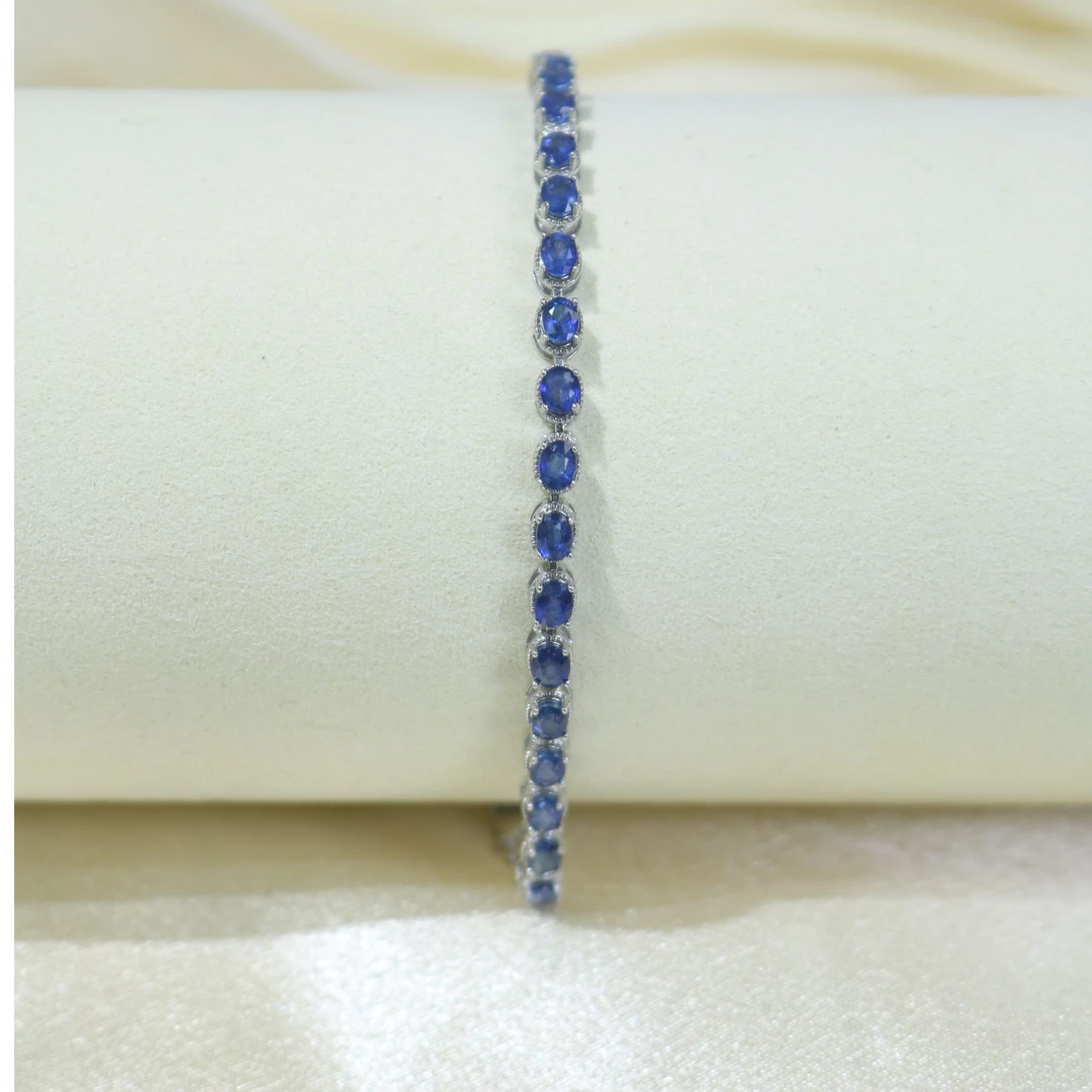 ［如一珠宝］简约大气百搭精致天然蓝宝石手链