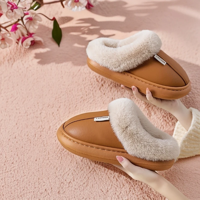 秋冬季棉拖鞋女士防滑防水厚底居家毛毛拖鞋月子鞋棉鞋男新款