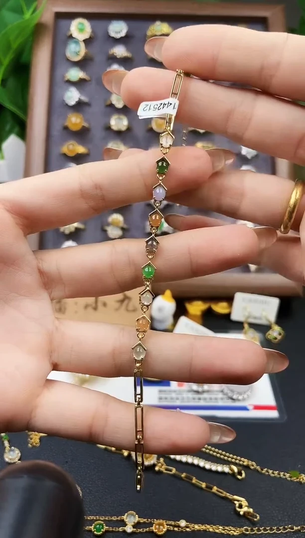 银S925镶嵌手链翡翠12