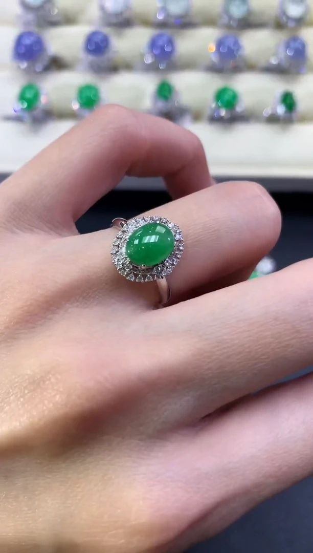 【闪购商品】翡翠戒指18K金镶嵌a60