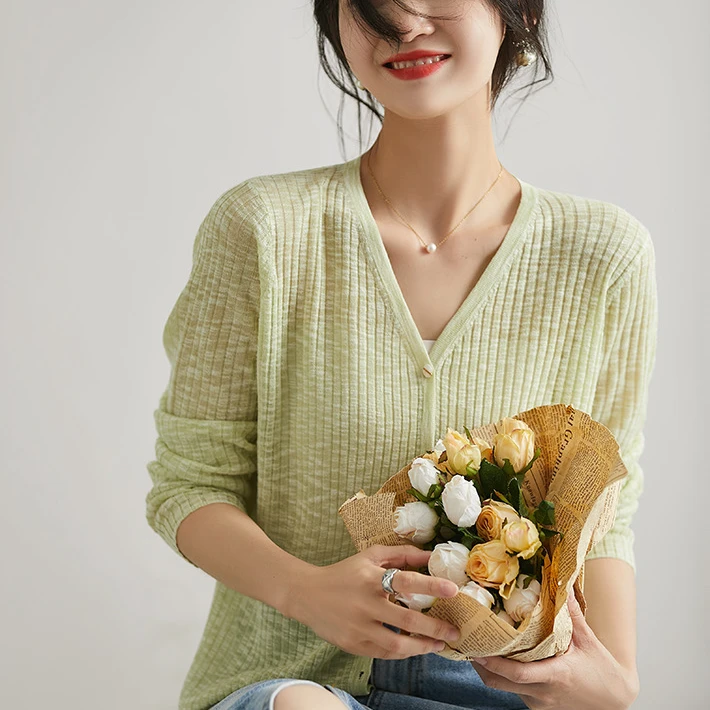 新款防晒衫竹节麻防晒开衫超薄款时髦长袖显瘦百搭空调衫夏季A50