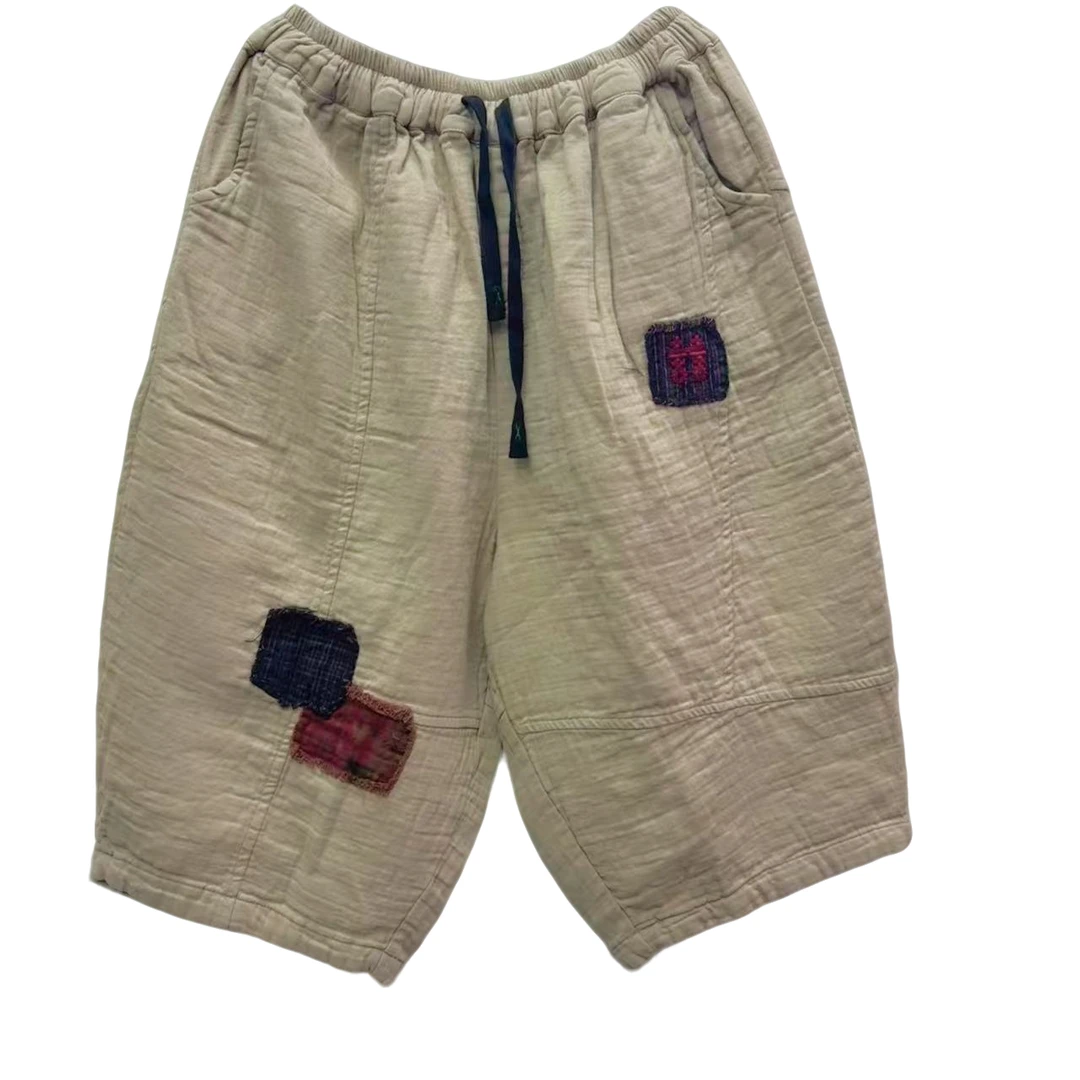 依佳#1233夏季贴布拼接纯色休闲裤(裤长70臀围140左右)