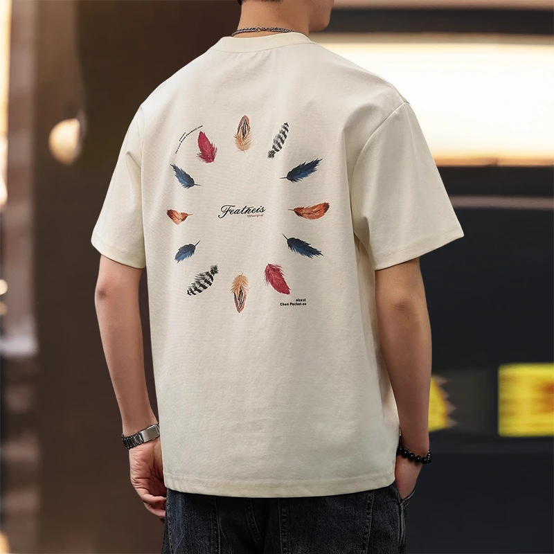 MR.MUDI/穆迪先生高端230g复古印花短袖T恤男2025夏新款宽松休闲