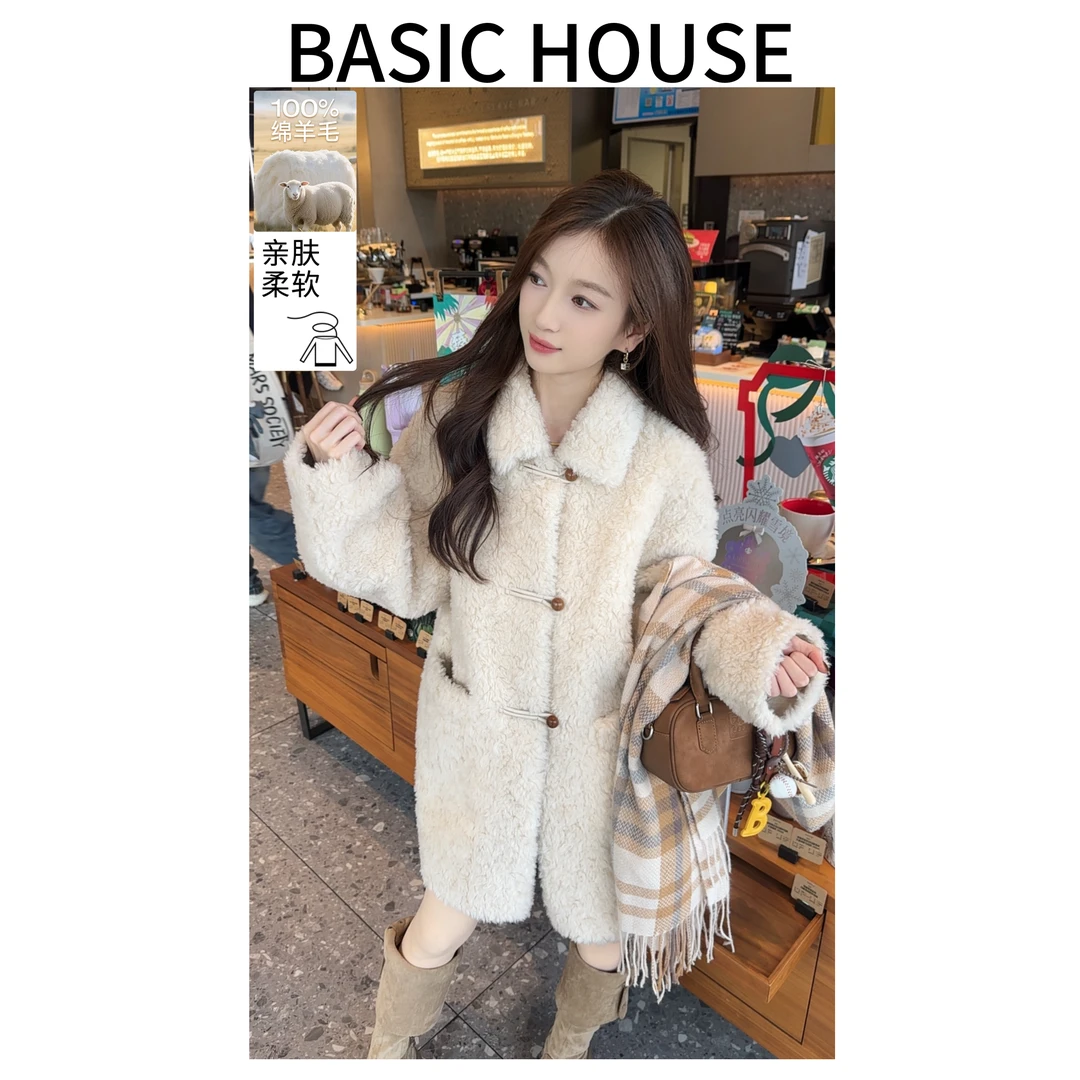 【100绵羊毛】Basic House新款短款翻领冬季外套高级保暖百搭大衣C