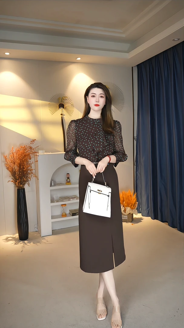 名媛气质显瘦减龄拼接女神法式连衣裙 B1887