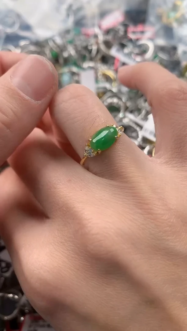 银S925镶嵌戒指翡翠111  10