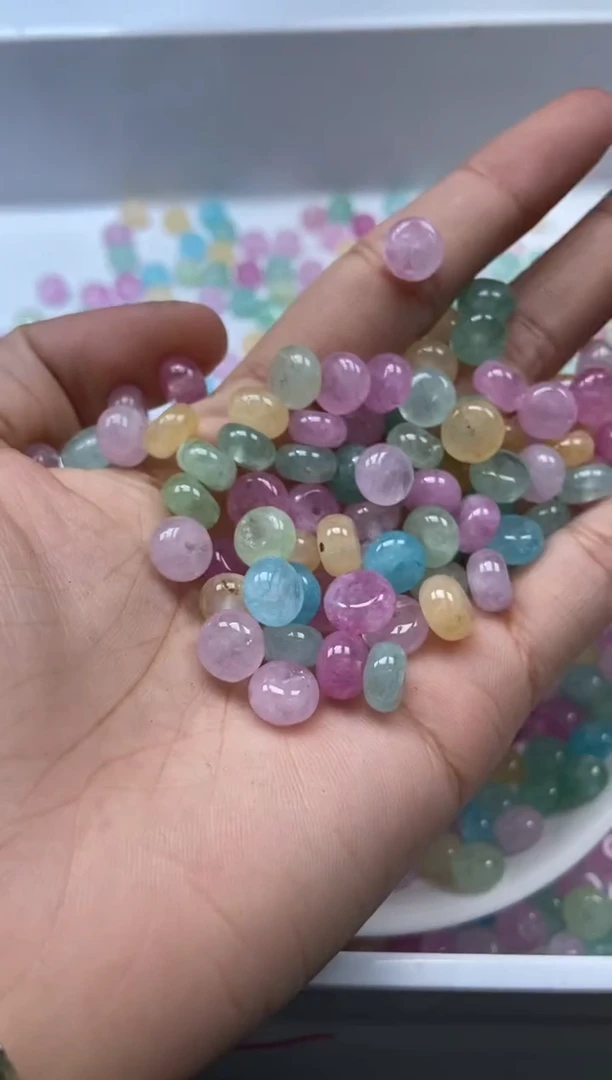 颈饰未镶嵌水晶W3366-彩虹碧玺算盘8*4mm*20颗