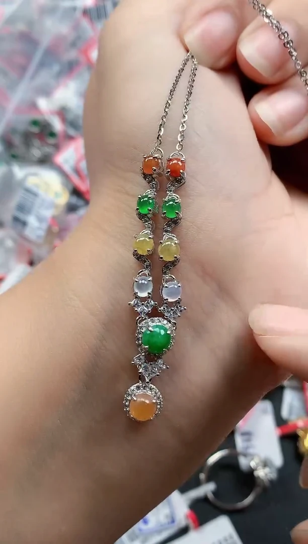 银S925镶嵌戒指翡翠天然A货缅甸翡翠